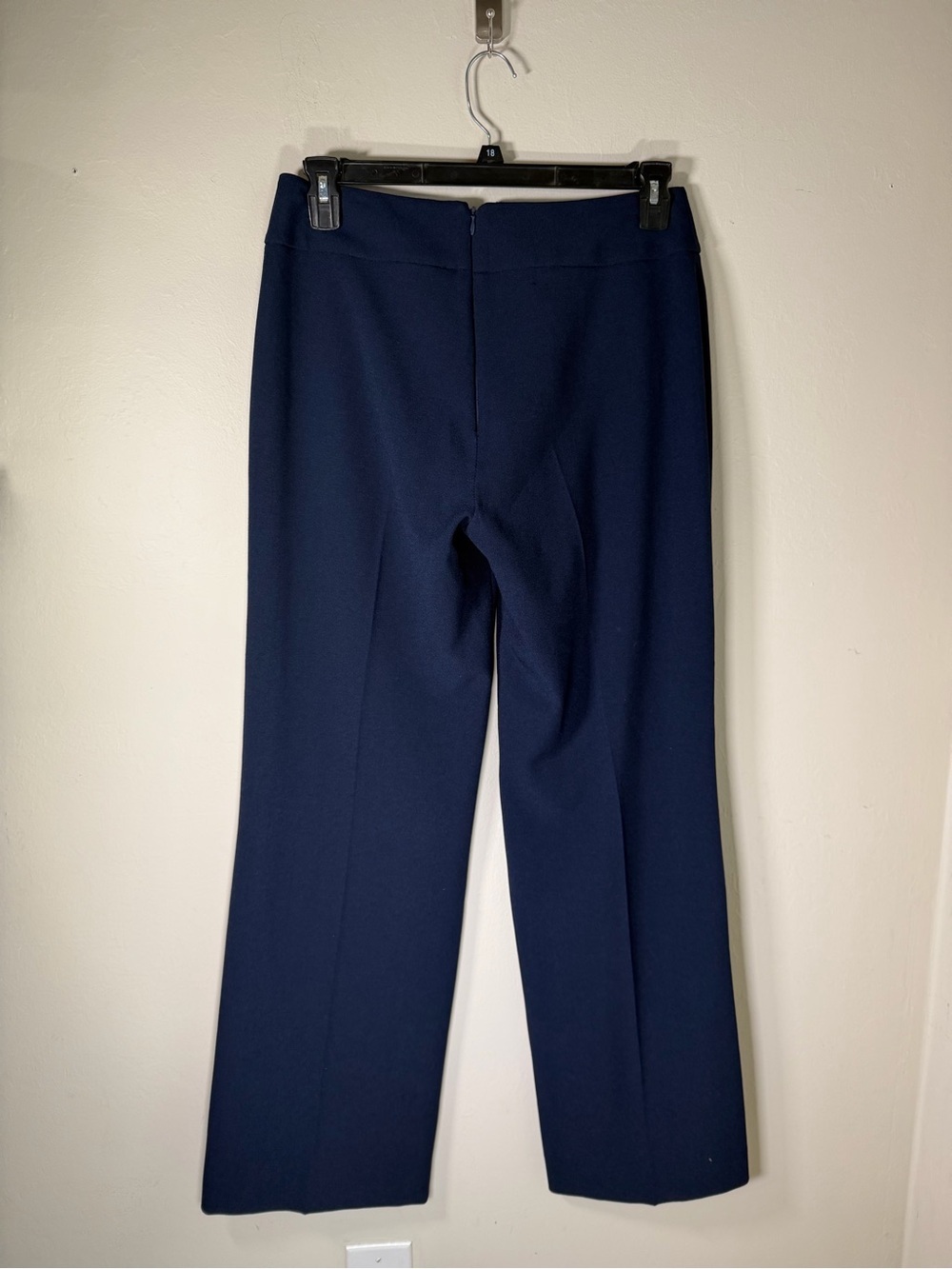 Navy Wide-Leg Trousers with Front Creases - Picture 3 of 7
